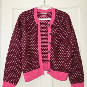 Marine Layer Bright Pink and Burgundy Women's Sweater